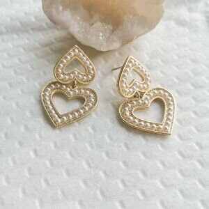 New Gold Alicia Bonnie Charlotte Heart Pearl Drop Earrings